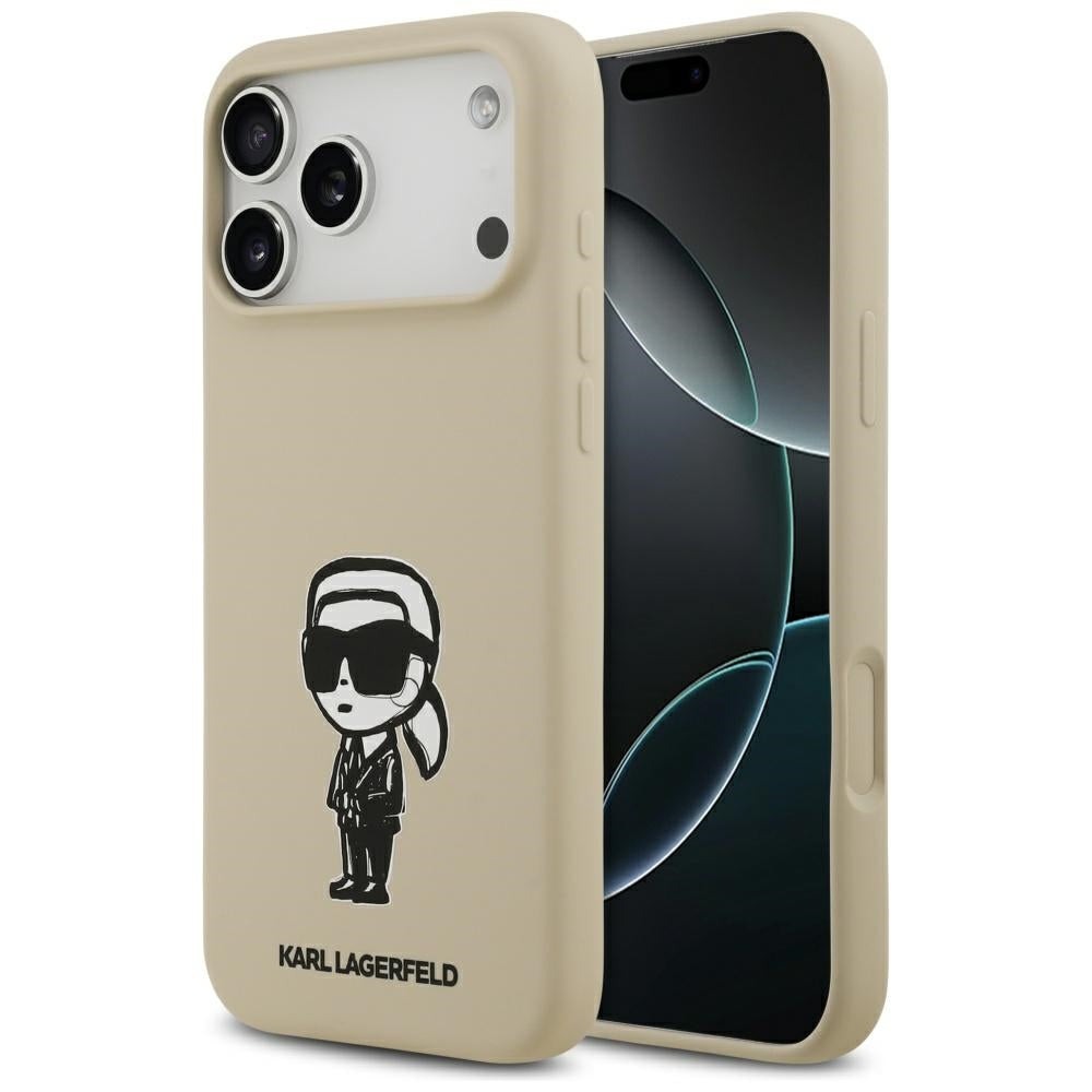 Ovitek za Apple iPhone 17 Pro Max, Karl Lagerfeld, Sketch and Logo Karl, Rjava