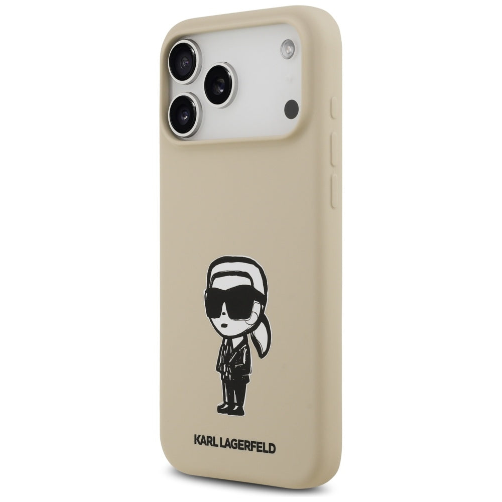 Ovitek za Apple iPhone 17 Pro Max, Karl Lagerfeld, Sketch and Logo Karl, Rjava