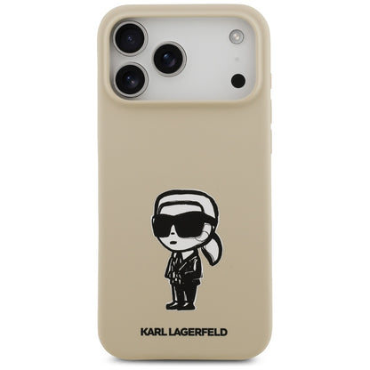 Ovitek za Apple iPhone 17 Pro Max, Karl Lagerfeld, Sketch and Logo Karl, Rjava