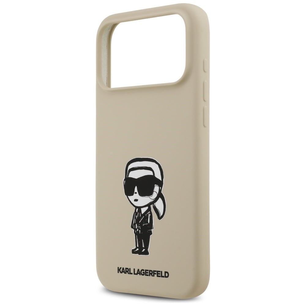 Ovitek za Apple iPhone 17 Pro Max, Karl Lagerfeld, Sketch and Logo Karl, Rjava