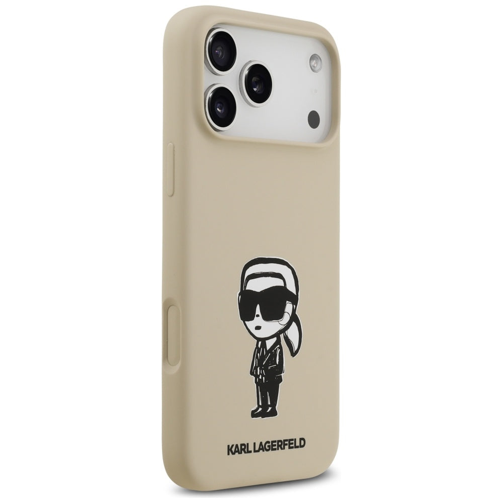 Ovitek za Apple iPhone 17 Pro Max, Karl Lagerfeld, Sketch and Logo Karl, Rjava