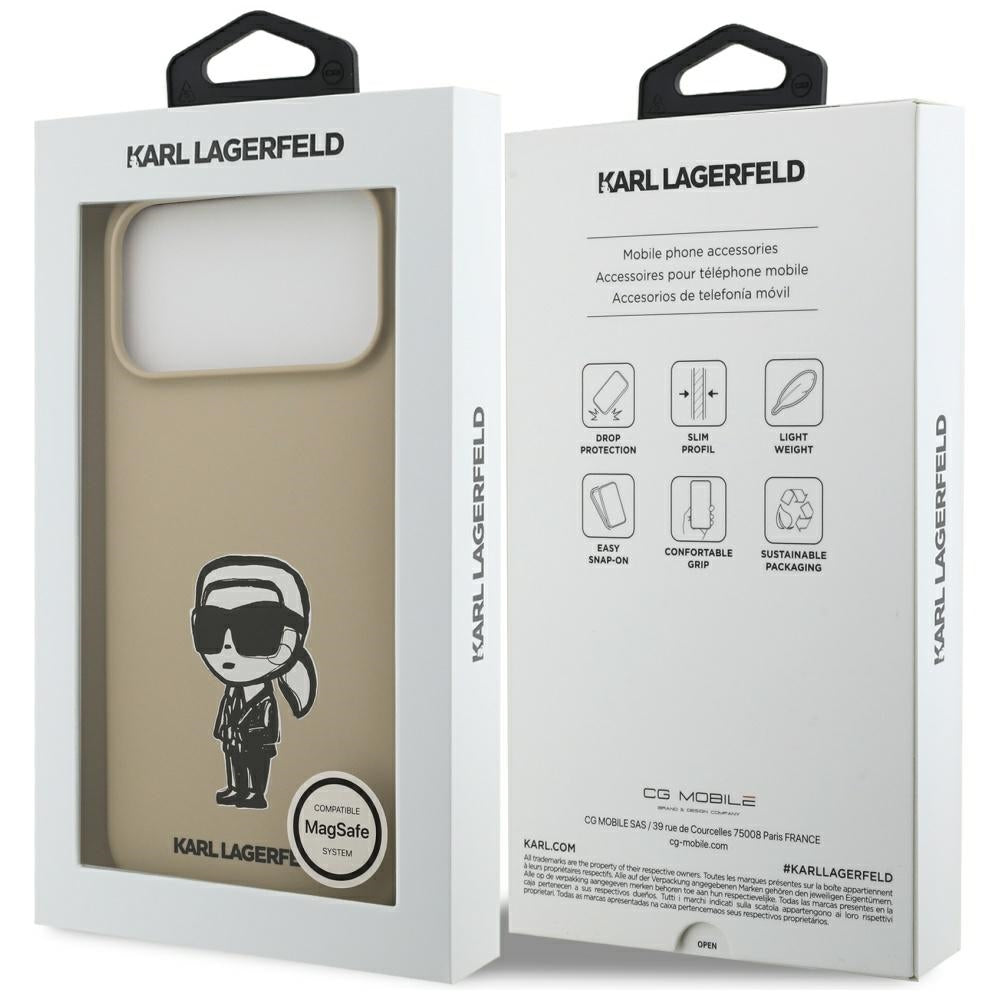 Ovitek za Apple iPhone 17 Pro Max, Karl Lagerfeld, Sketch and Logo Karl, Rjava