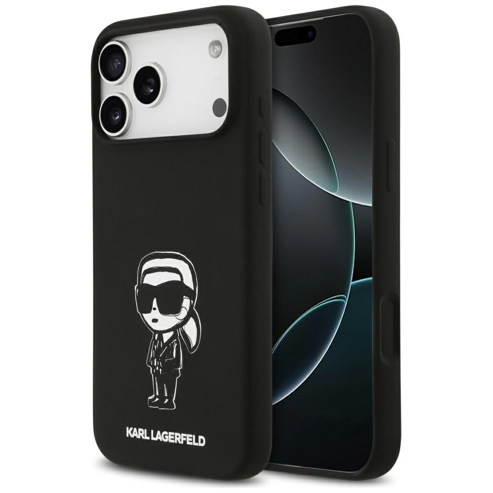 Ovitek za Apple iPhone 17 Pro Max, Karl Lagerfeld, Sketch and Logo Karl, črn