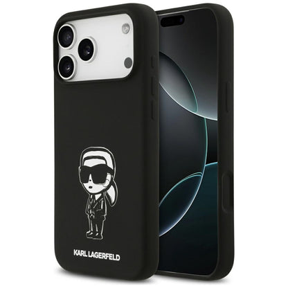 Ovitek za Apple iPhone 17 Pro Max, Karl Lagerfeld, Sketch and Logo Karl, črn