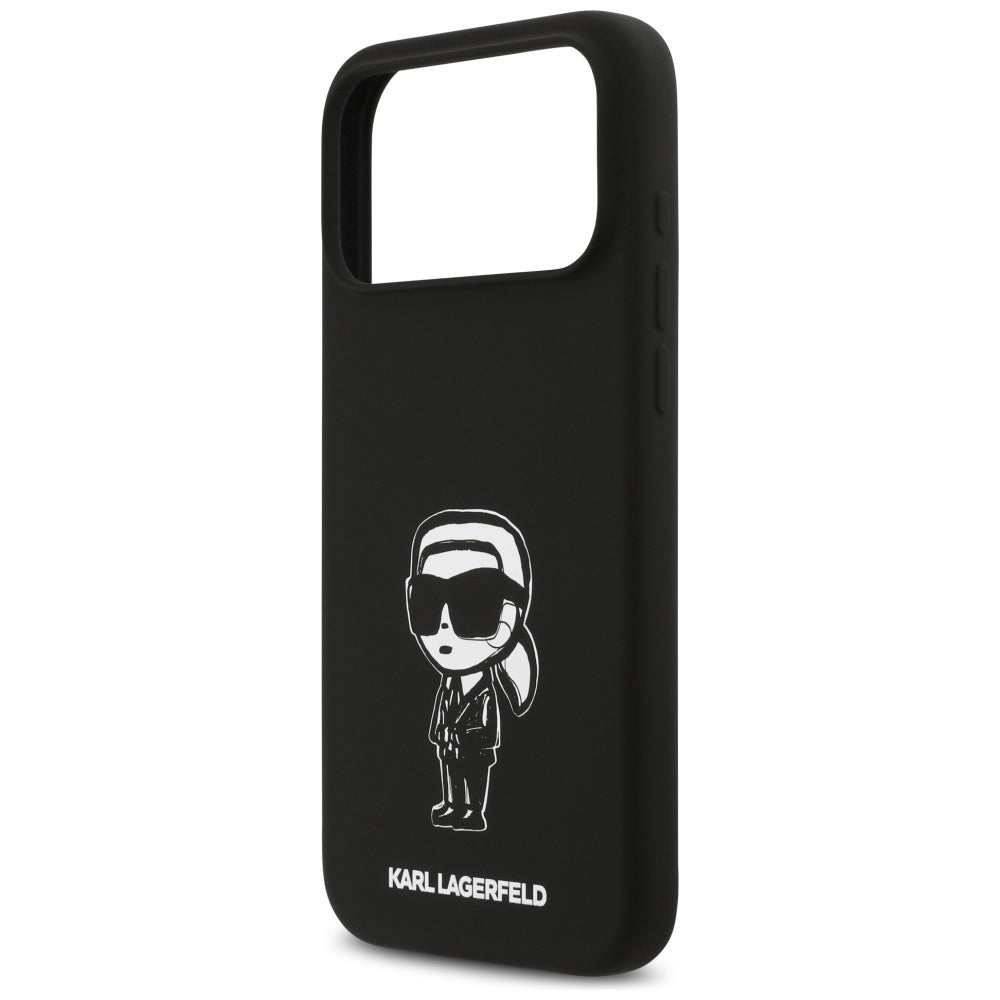 Ovitek za Apple iPhone 17 Pro Max, Karl Lagerfeld, Sketch and Logo Karl, črn