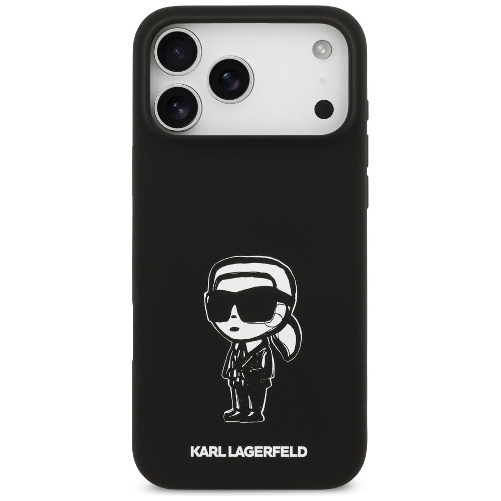 Ovitek za Apple iPhone 17 Pro Max, Karl Lagerfeld, Sketch and Logo Karl, črn