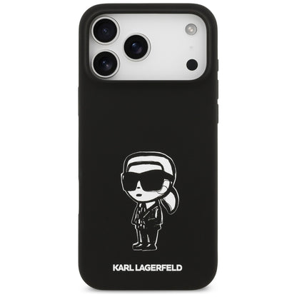 Ovitek za Apple iPhone 17 Pro Max, Karl Lagerfeld, Sketch and Logo Karl, črn
