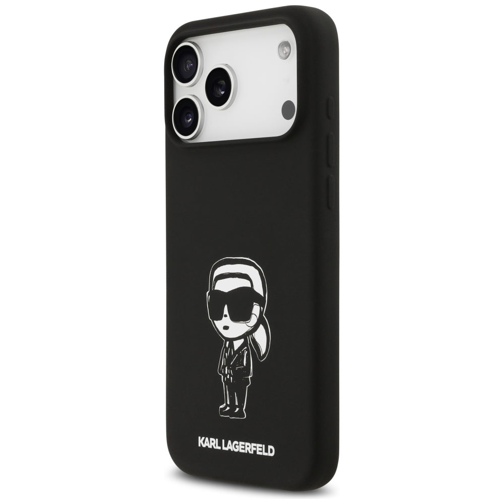 Ovitek za Apple iPhone 17 Pro Max, Karl Lagerfeld, Sketch and Logo Karl, črn