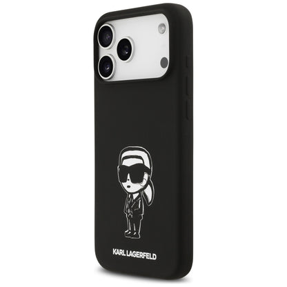 Ovitek za Apple iPhone 17 Pro Max, Karl Lagerfeld, Sketch and Logo Karl, črn