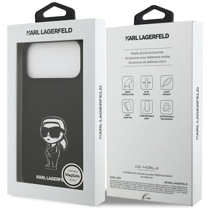 Ovitek za Apple iPhone 17 Pro Max, Karl Lagerfeld, Sketch and Logo Karl, črn