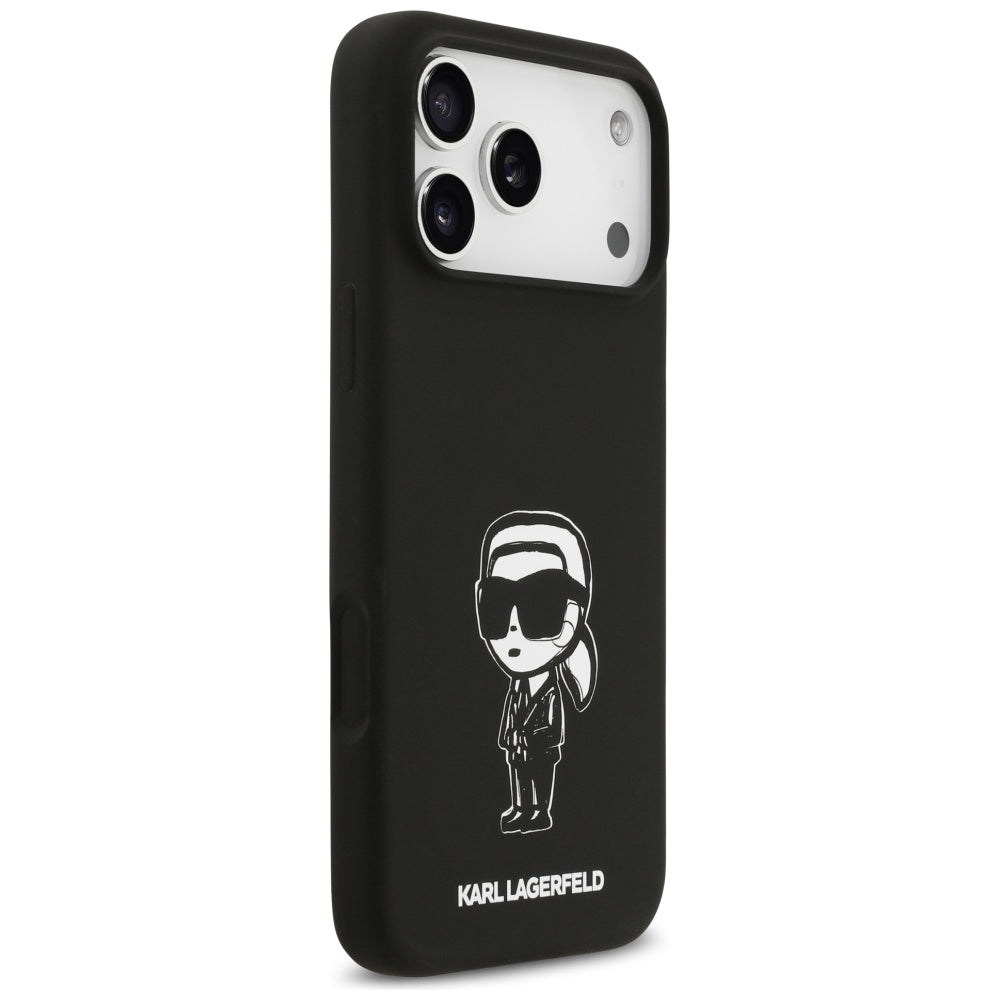 Ovitek za Apple iPhone 17 Pro Max, Karl Lagerfeld, Sketch and Logo Karl, črn