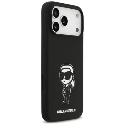Ovitek za Apple iPhone 17 Pro Max, Karl Lagerfeld, Sketch and Logo Karl, črn