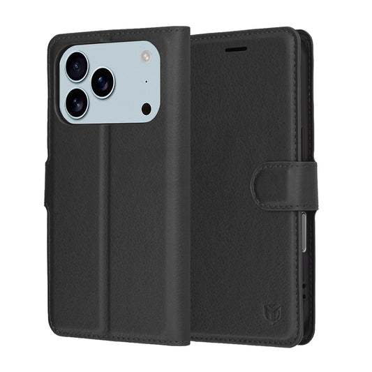 Ovitek za Apple iPhone 17 Pro Max, Techsuit, Leather Folio, Črna