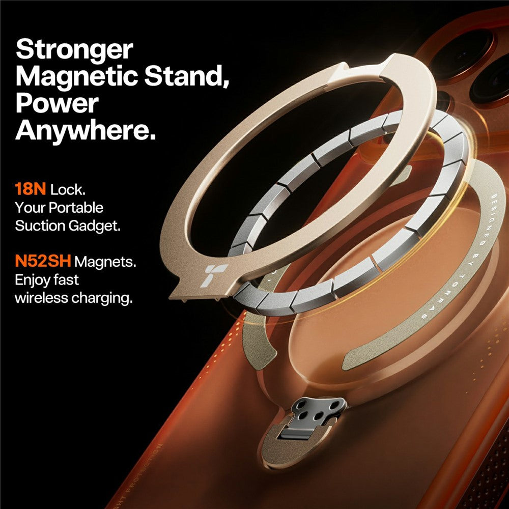 Ovitek za Apple iPhone 17 Pro, Torras, Ostand Spin Air, Oranžen