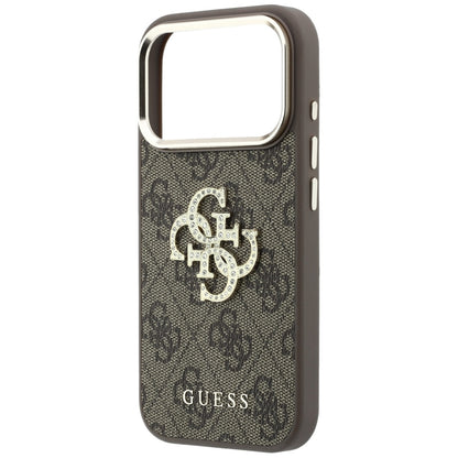 Case for Apple iPhone 18 Pro / 17 Pro, Guess, 4G Big Strass Logo, Brown