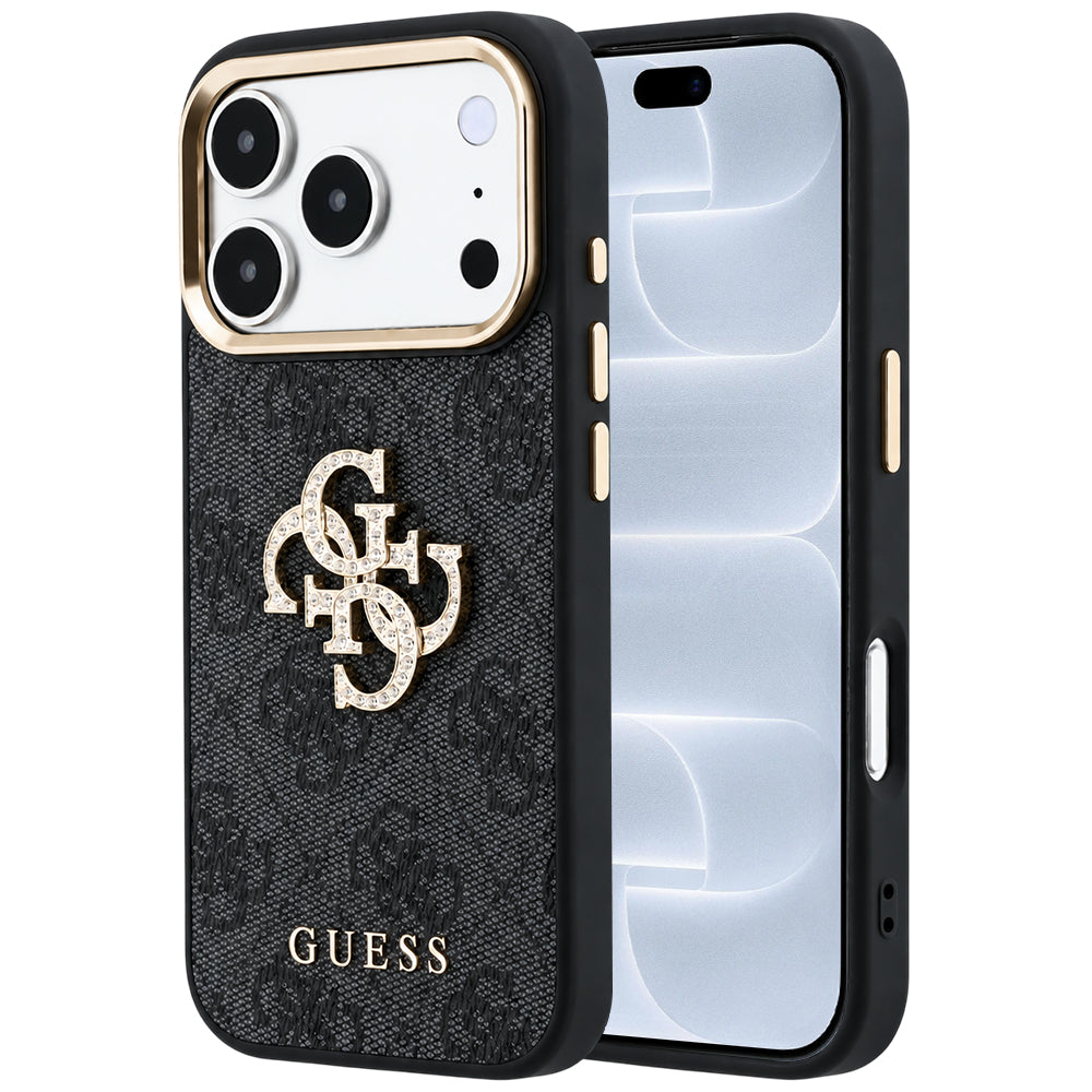Ovitek za Apple iPhone 18 Pro / 17 Pro, Guess, 4G Big Strass Logo, Črn
