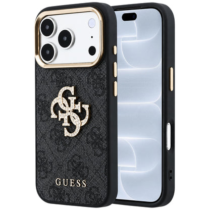 Ovitek za Apple iPhone 18 Pro / 17 Pro, Guess, 4G Big Strass Logo, Črn