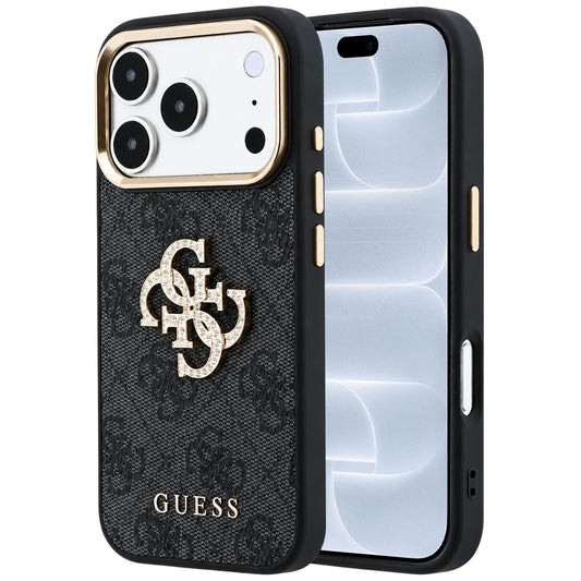 Ovitek za Apple iPhone 18 Pro / 17 Pro, Guess, 4G Big Strass Logo, Črn