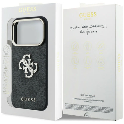 Ovitek za Apple iPhone 18 Pro / 17 Pro, Guess, 4G Big Strass Logo, Črn
