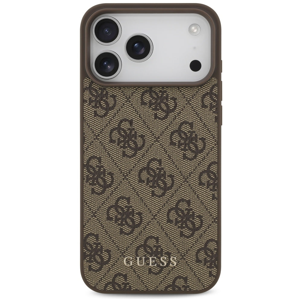 Ovitek za Apple iPhone 18 Pro / 17 Pro, Guess, 4G Classic Logo, rjav