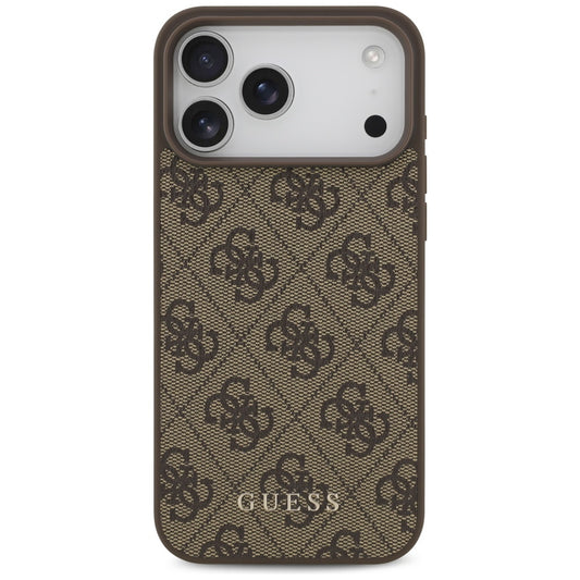 Ovitek za Apple iPhone 18 Pro / 17 Pro, Guess, 4G Classic Logo, rjav