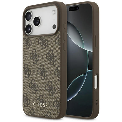 Ovitek za Apple iPhone 18 Pro / 17 Pro, Guess, 4G Classic Logo, rjav