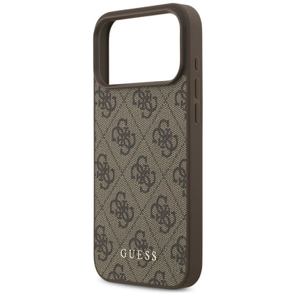 Ovitek za Apple iPhone 18 Pro / 17 Pro, Guess, 4G Classic Logo, rjav
