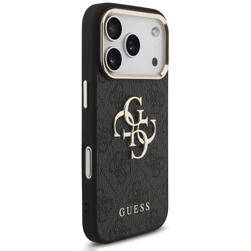 Ovitek za Apple iPhone 18 Pro / 17 Pro, Guess, 4G Classic Logo z naramničkom, Črno zlata
