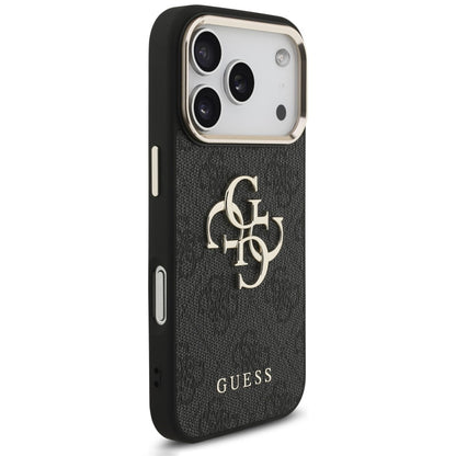Ovitek za Apple iPhone 18 Pro / 17 Pro, Guess, 4G Classic Logo z naramničkom, Črno zlata