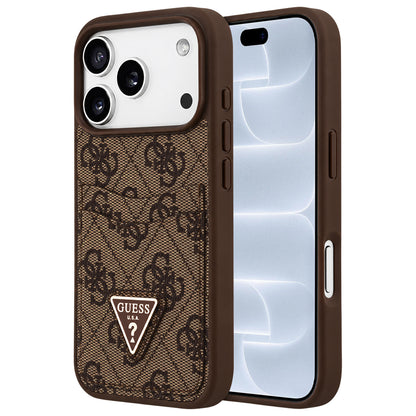 Ovitek za Apple iPhone 18 Pro / 17 Pro, Guess, 4G Double Card Triangle, rjav
