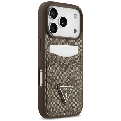Ovitek za Apple iPhone 18 Pro / 17 Pro, Guess, 4G Double Card Triangle, rjav