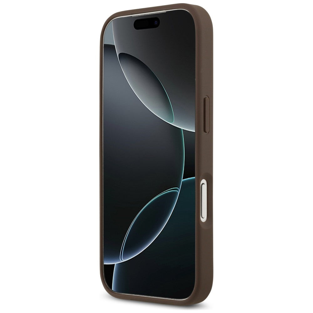 Ovitek za Apple iPhone 18 Pro / 17 Pro, Guess, 4G Double Card Triangle, rjav