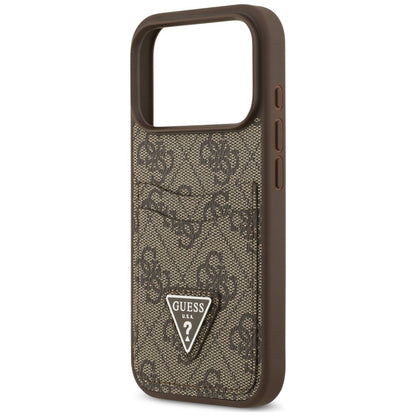 Ovitek za Apple iPhone 18 Pro / 17 Pro, Guess, 4G Double Card Triangle, rjav