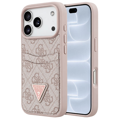 Ovitek za Apple iPhone 18 Pro / 17 Pro, Guess, 4G Double Card Triangle, roza