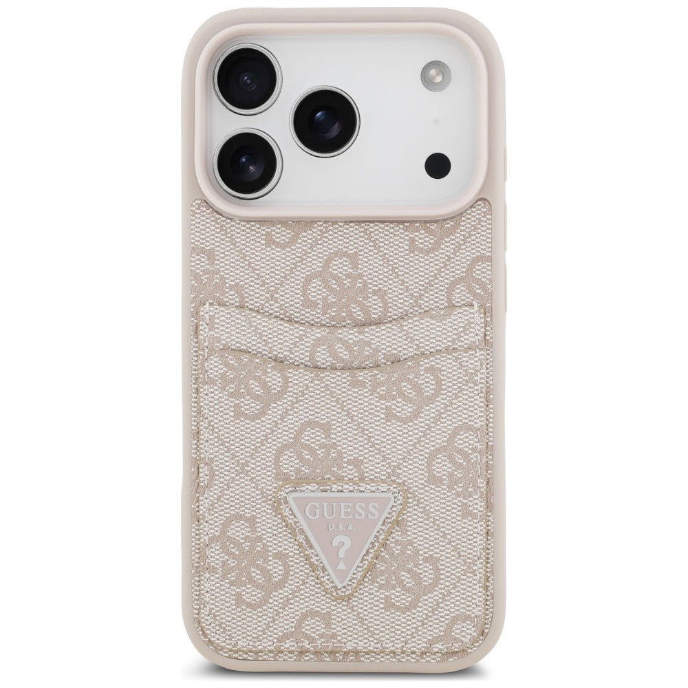 Ovitek za Apple iPhone 18 Pro / 17 Pro, Guess, 4G Double Card Triangle, roza