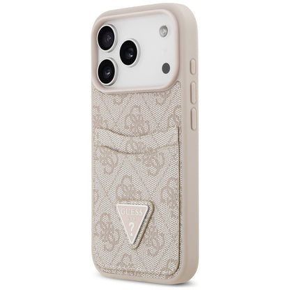 Ovitek za Apple iPhone 18 Pro / 17 Pro, Guess, 4G Double Card Triangle, roza