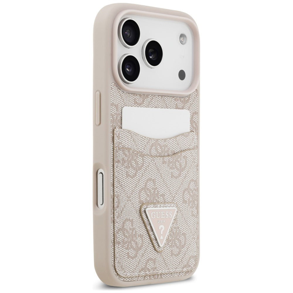 Ovitek za Apple iPhone 18 Pro / 17 Pro, Guess, 4G Double Card Triangle, roza