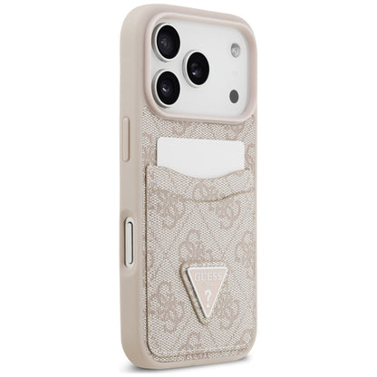 Ovitek za Apple iPhone 18 Pro / 17 Pro, Guess, 4G Double Card Triangle, roza