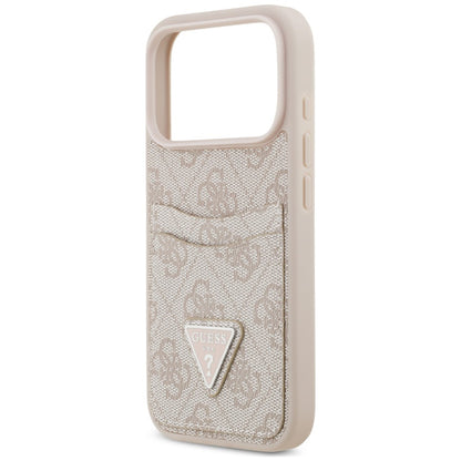 Ovitek za Apple iPhone 18 Pro / 17 Pro, Guess, 4G Double Card Triangle, roza