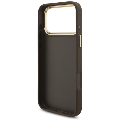 Ovitek za Apple iPhone 18 Pro / 17 Pro, Guess, Big 4G Classic Logo & Big Strap Metal Buttons, rjav