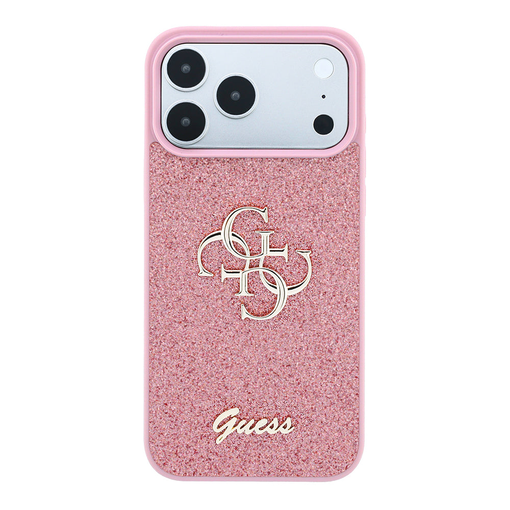 Ovitek za Apple iPhone 18 Pro / 17 Pro, Guess, Fixed Glitter Big 4G, roza