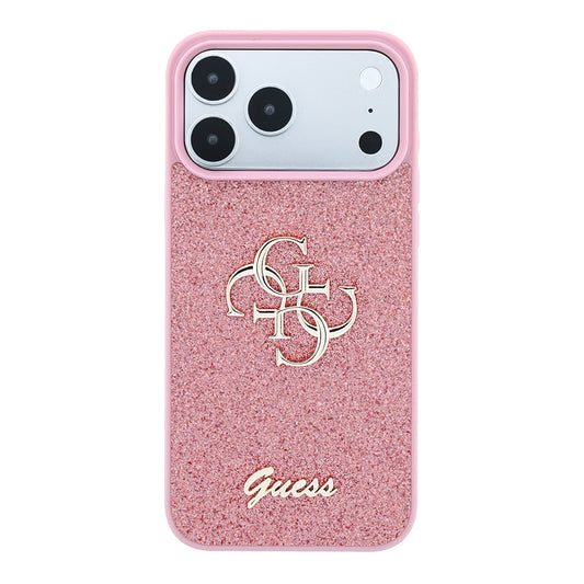 Ovitek za Apple iPhone 18 Pro / 17 Pro, Guess, Fixed Glitter Big 4G, roza