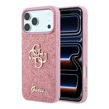 Ovitek za Apple iPhone 18 Pro / 17 Pro, Guess, Fixed Glitter Big 4G, roza
