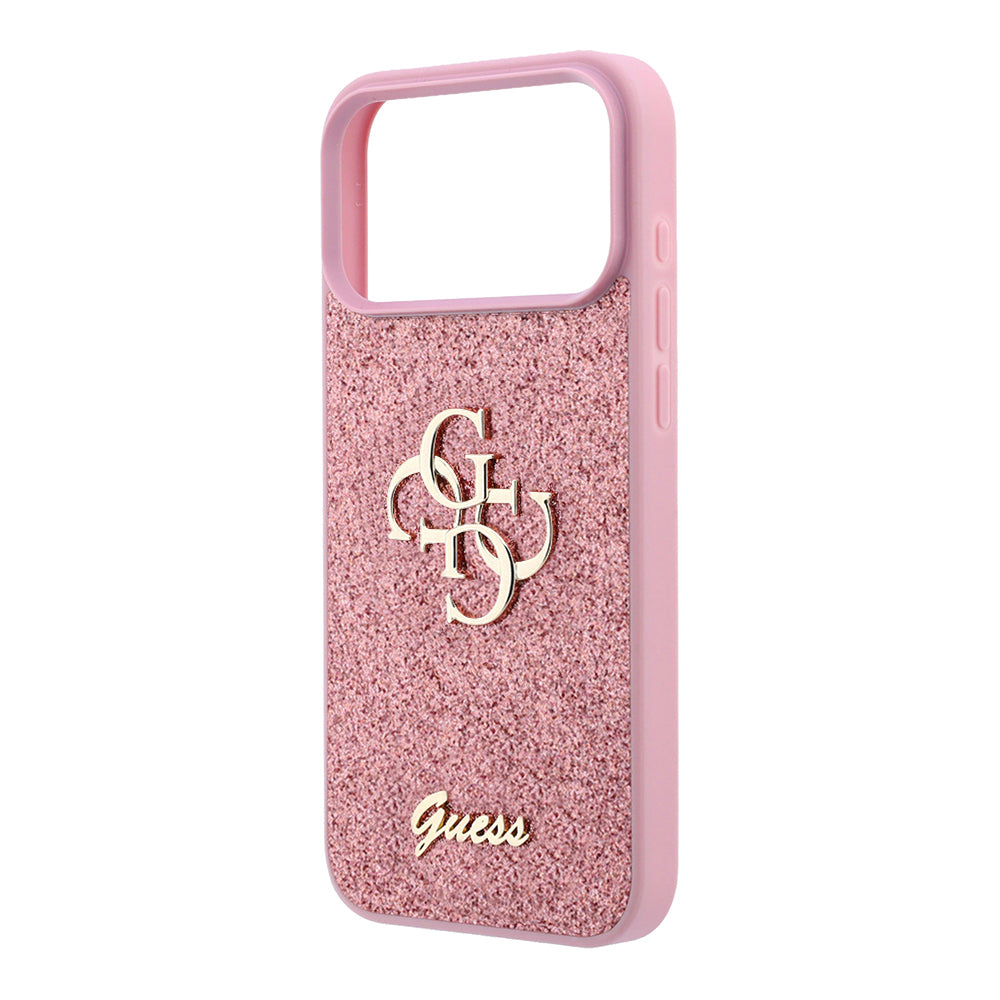 Ovitek za Apple iPhone 18 Pro / 17 Pro, Guess, Fixed Glitter Big 4G, roza