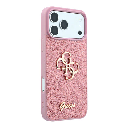 Ovitek za Apple iPhone 18 Pro / 17 Pro, Guess, Fixed Glitter Big 4G, roza