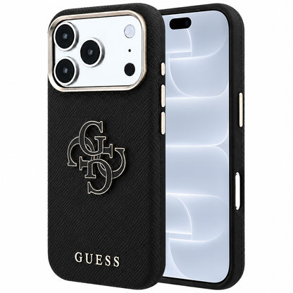 Ovitek za Apple iPhone 18 Pro / 17 Pro, Guess, Grained Big Resin Logo, Črn