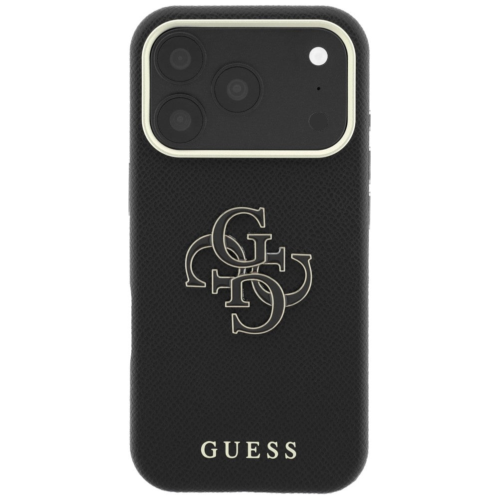 Ovitek za Apple iPhone 18 Pro / 17 Pro, Guess, Grained Big Resin Logo, Črn