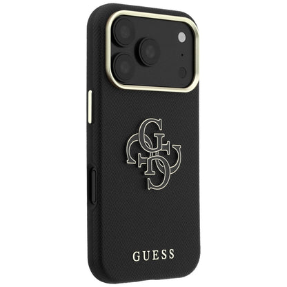 Ovitek za Apple iPhone 18 Pro / 17 Pro, Guess, Grained Big Resin Logo, Črn