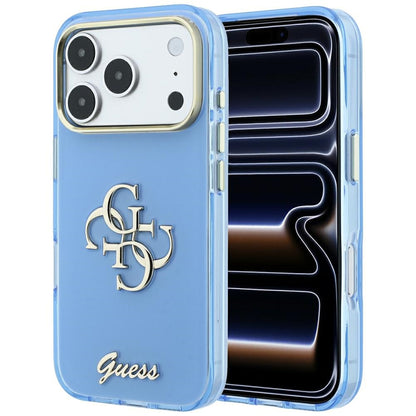 Ovitek za Apple iPhone 18 Pro / 17 Pro, Guess, IML 4G Metal Script, Bleu