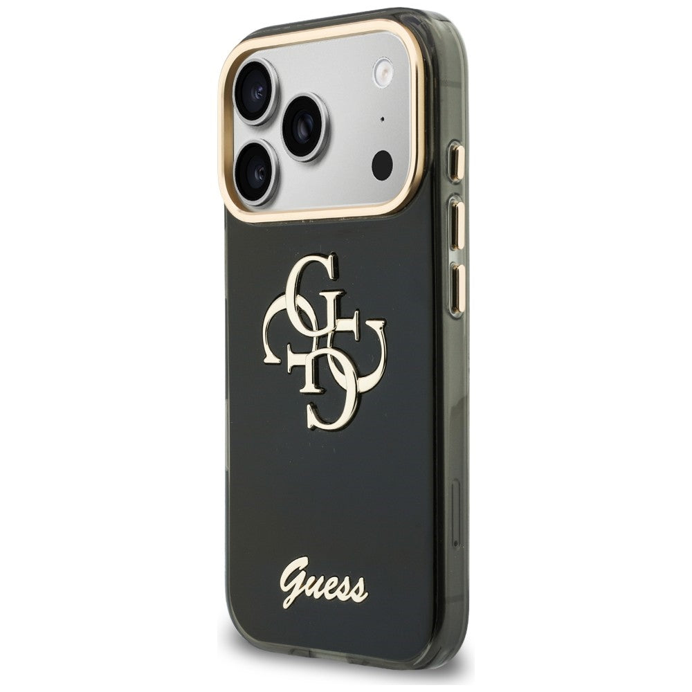 Ovitek za Apple iPhone 18 Pro / 17 Pro, Guess, IML 4G Metal Script, Črn